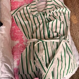 Petal & Pup Striped Green and White Shirt